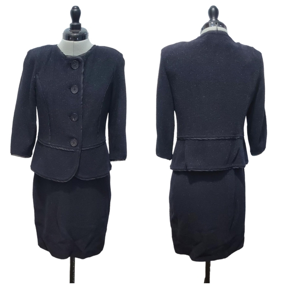 St. John Collection Black Wool blend Dress and Blazer set Sz 4 - Picture 5 of 16